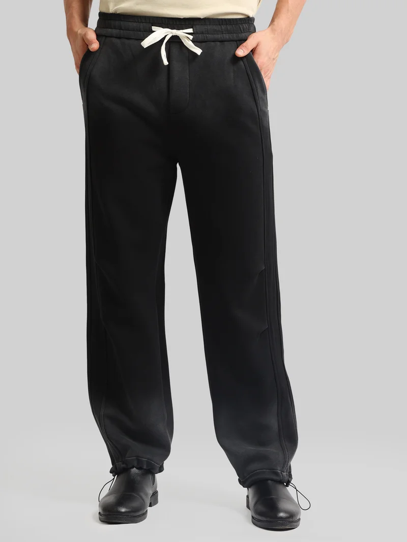 مانياك Maniac Mens Ombre Printed Black Cotton Baggy TrackPant