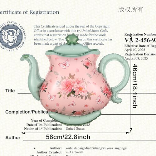 GIHOO Teapot Balloon 4 Pieces 22inch Pink Green Teapot Mylar Foil Mylar Balloons for Lets Par-Tea Party Garden Tea Party Birthday Baby Shower Decoration - Image 4