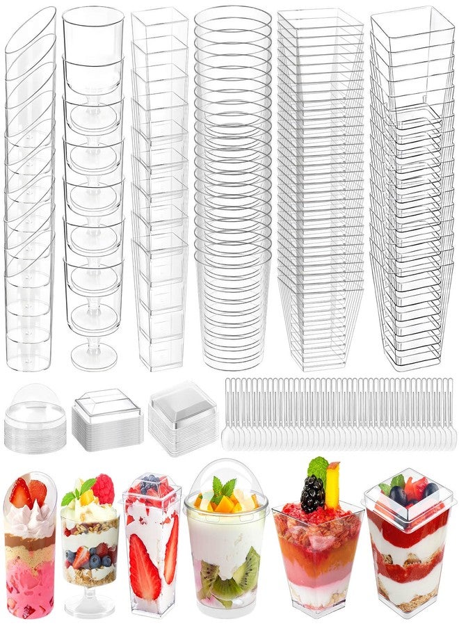 Tetutor 425 Pack Plastic Dessert Cups with Lids and Spoons, 3 oz and 5 oz Mini Dessert Cups with Spoons, Clear Yogurt Cups with Lids, Small Appetizer Cups for Fruit Party Pudding Shooter - Image 1