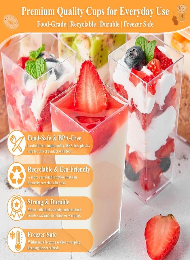 Tetutor 425 Pack Plastic Dessert Cups with Lids and Spoons, 3 oz and 5 oz Mini Dessert Cups with Spoons, Clear Yogurt Cups with Lids, Small Appetizer Cups for Fruit Party Pudding Shooter - Image 4