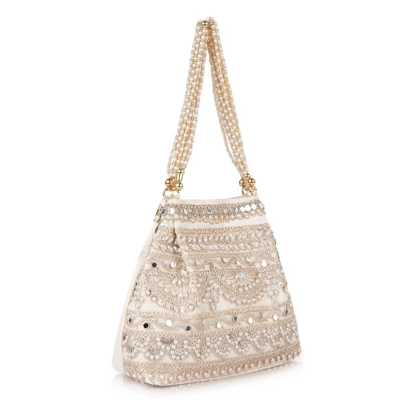 PLANX Velvet Stylish Embroidery Unique Design Traditional Wedding Party Handheld Potli Bag For Women - Image 1