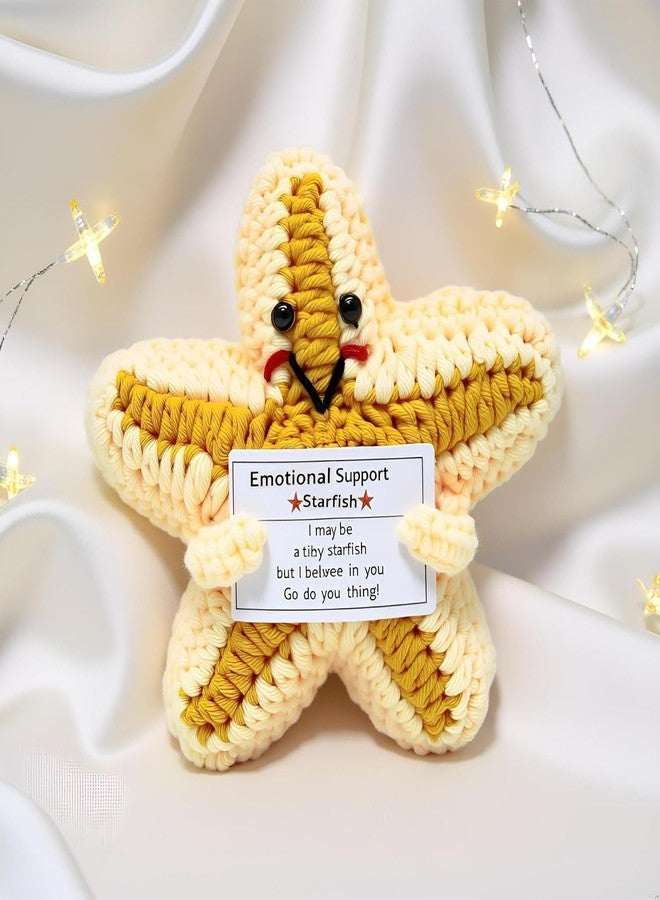 VKSG Handmade Crochet Funny Star Doll, Emotional Comfort Gift Support Crochet with Positive Card Birthday Graduation for Women Friends Decor for Home Party Office, Anxiety Relief - Image 2