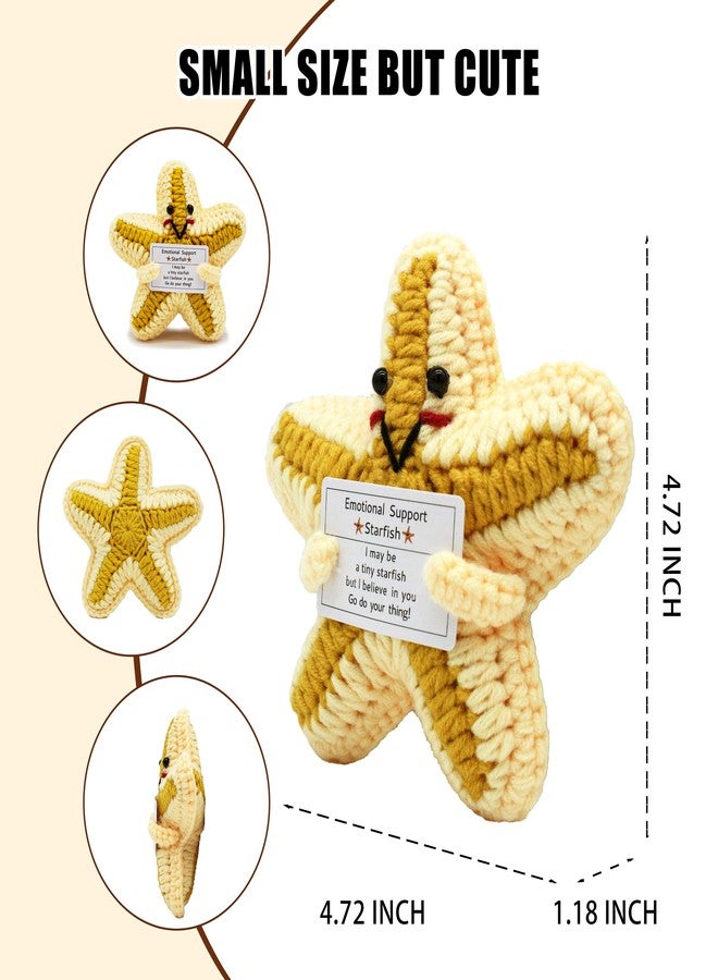 VKSG Handmade Crochet Funny Star Doll, Emotional Comfort Gift Support Crochet with Positive Card Birthday Graduation for Women Friends Decor for Home Party Office, Anxiety Relief - Image 4