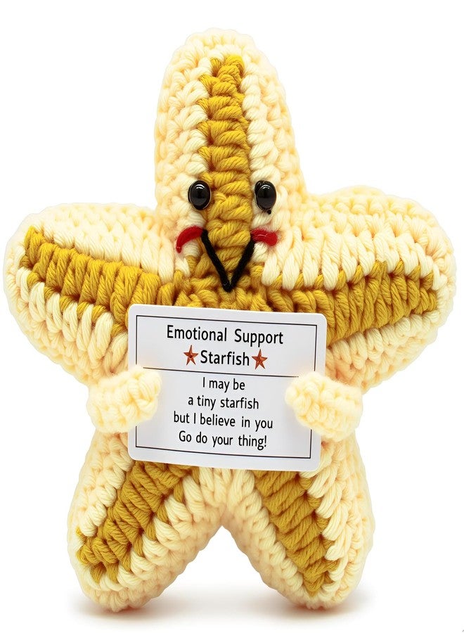 VKSG Handmade Crochet Funny Star Doll, Emotional Comfort Gift Support Crochet with Positive Card Birthday Graduation for Women Friends Decor for Home Party Office, Anxiety Relief - Image 1