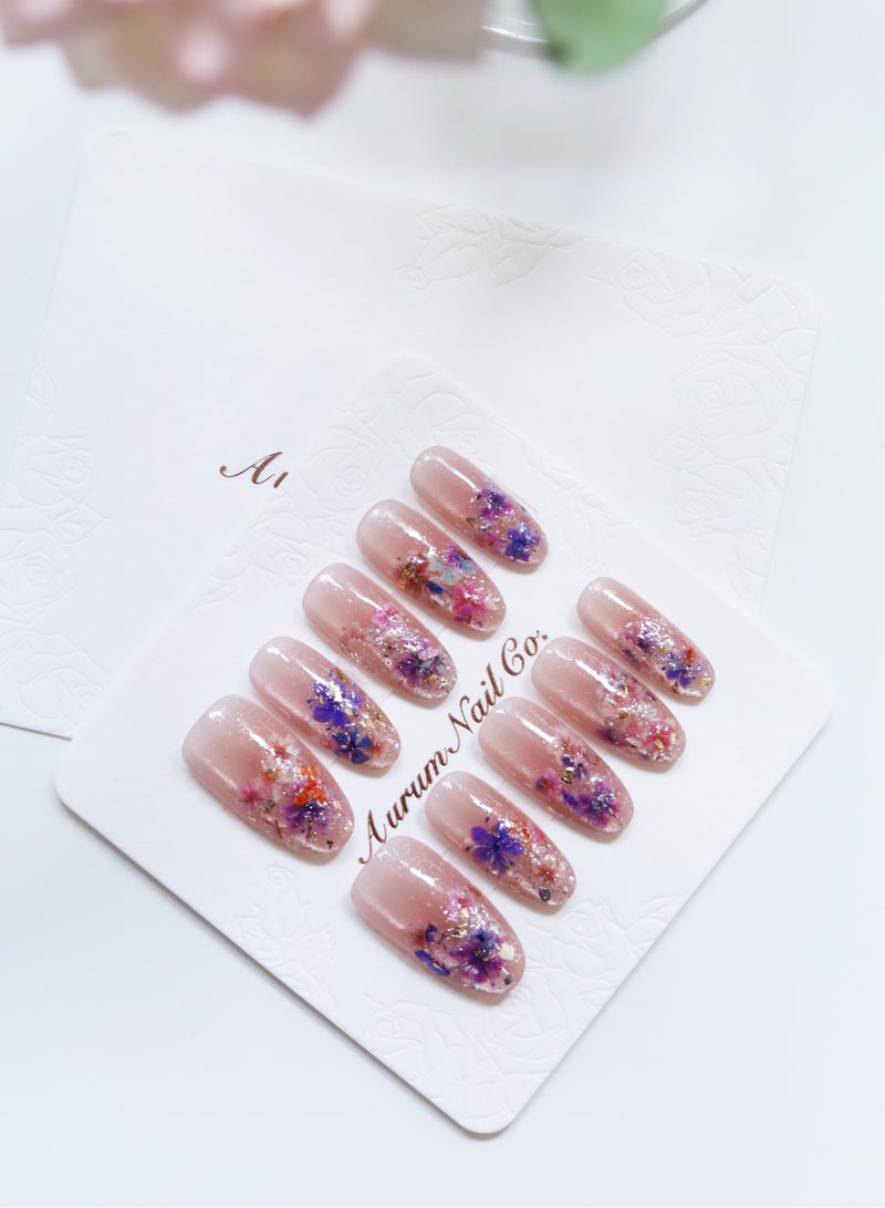 AurumNail AurumNail - Whispering Wildflowers - Medium Oval S - Handmade Press-On Nails, Not Factory-Made Nails  - Image 2
