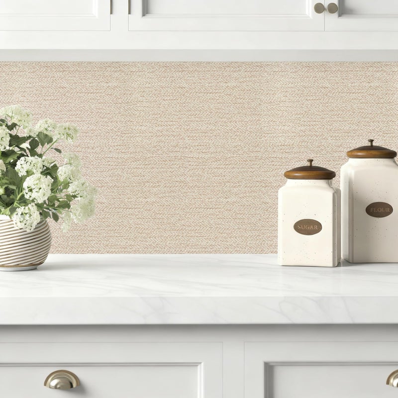 lenify Grasscloth Peel and Stick Wallpaper Beige Contact Paper 15.7inch x 118.1inch Faux Linen Vintage Wallpaper Textured Removable Wall Paper Grass Cloth Cabinets Bedroom Decor Vinyl Self Adhesive - Image 4
