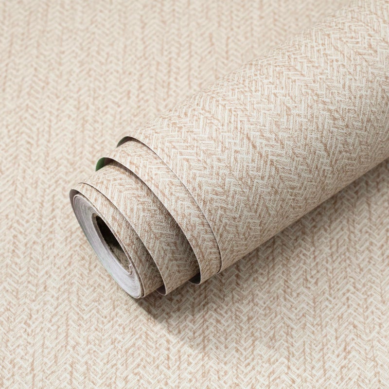 lenify Grasscloth Peel and Stick Wallpaper Beige Contact Paper 15.7inch x 118.1inch Faux Linen Vintage Wallpaper Textured Removable Wall Paper Grass Cloth Cabinets Bedroom Decor Vinyl Self Adhesive - Image 1