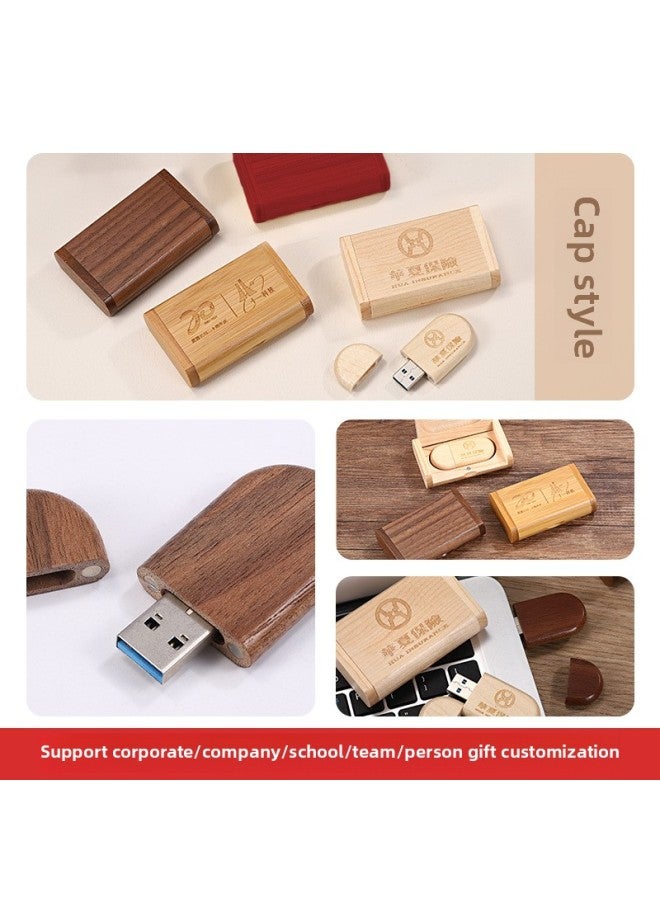 Loquat Wooden Mobile Phone U Disk Typec Dual-interface Computer Dual-purpose Logo School Business Souvenir Gift-Color:Carbonized Bamboo-cap Type Usb Plate-Capacity:32GB  - Image 4