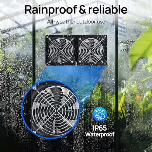 DC HOUSE 20W Solar Fan Powered Exhaust Fan for Chicken Coops, Greenhouses, Sheds, Pet Houses, and Windows - Waterproof and Plug Play Easy Connector Max Applicable Space 880ft3 (25 m3) - Image 4
