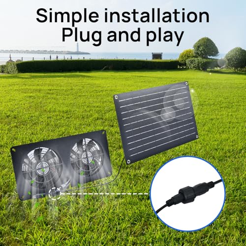 DC HOUSE 20W Solar Fan Powered Exhaust Fan for Chicken Coops, Greenhouses, Sheds, Pet Houses, and Windows - Waterproof and Plug Play Easy Connector Max Applicable Space 880ft3 (25 m3) - Image 5