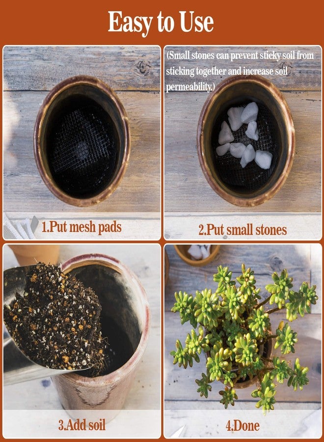 MAQIHAN 100 Plant Pots Hole Mesh Pad - MAQIHAN Flower Pot Mesh Mat Terrarium Potting Eye Mesh Mats Pot Substrate Barrier 2 Inch Net Bonsai Gardening Grid Ceramic Drainage Hole Mesh Screen Prevent Soil Leaking - Image 5