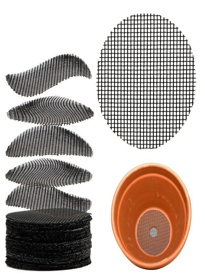 MAQIHAN 100 Plant Pots Hole Mesh Pad - MAQIHAN Flower Pot Mesh Mat Terrarium Potting Eye Mesh Mats Pot Substrate Barrier 2 Inch Net Bonsai Gardening Grid Ceramic Drainage Hole Mesh Screen Prevent Soil Leaking - Image 1