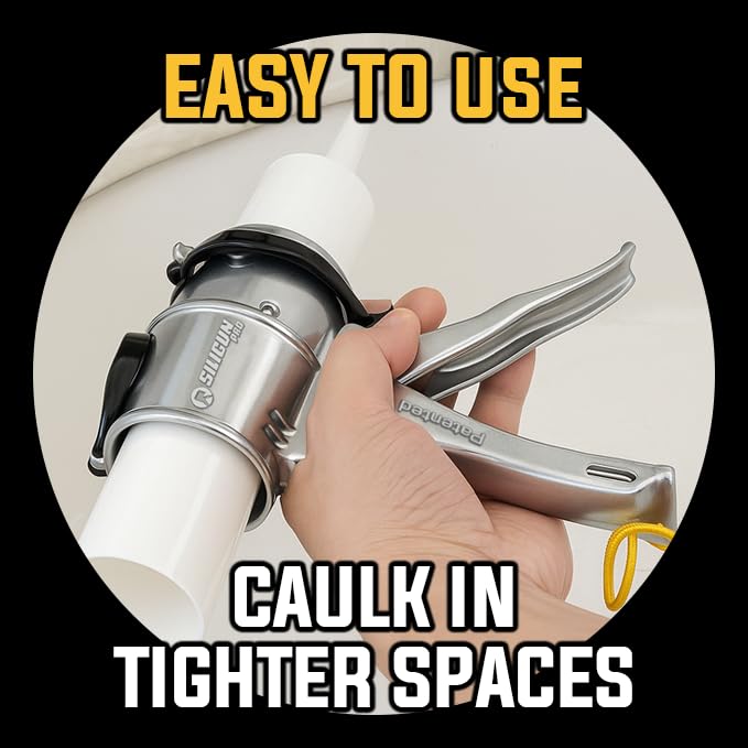 SILIGUNâ„¢ PRO Compact 24:1 Caulking Gun - No Drip Caulk Gun - Patent Design - Lightweight Aluminum Frame - Works with all 10 oz Tubes (SILIGUN PRO Scraper Kit) - Image 5