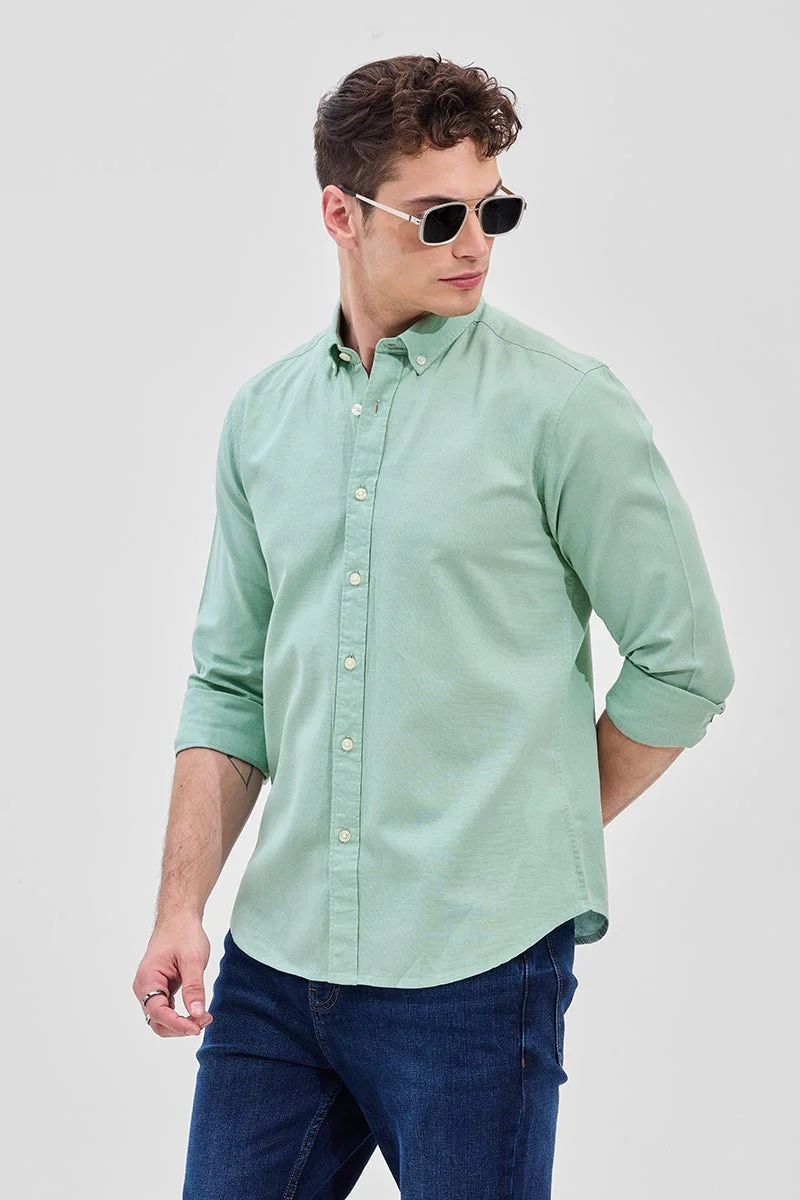 سنيتش Mint Textured Long Sleeve Slim Fit Shirt