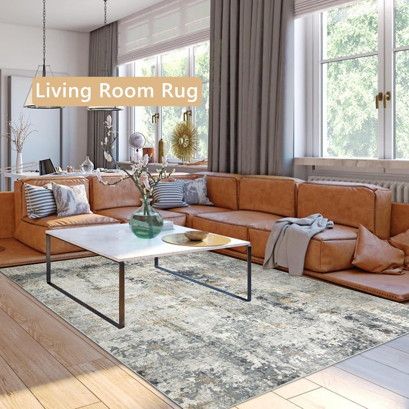 Capslpad 120 x 180 cm Modern Abstract Rug Living Room Non-Slip Rug Short Pile Faux Wool Bedroom Rug Lightweight Washable Minimalist Floor Mat for Living Room - Image 2