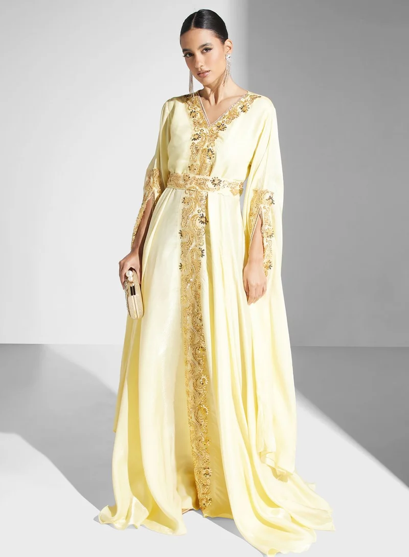 hayas closet Embroidered Maxi Dress