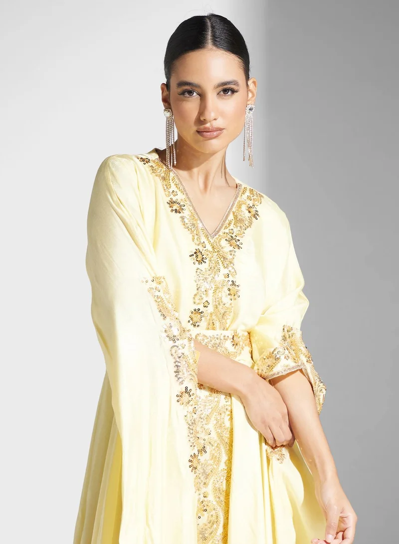 hayas closet Embroidered Maxi Dress