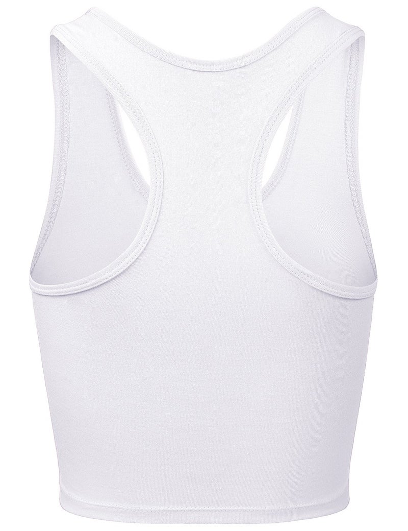 HATOPANTS Women Sleeveless Racerback Crop Camisole Tank Tops Cotton Basic Shirts White S - Image 3