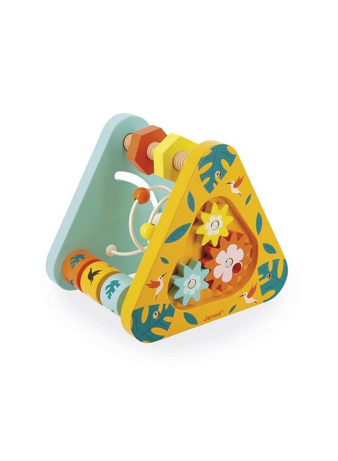 Janod - Tropik Multi-Activity Pyramid - Wooden Early-Learning Toy - Educational Toy: Motor Skills and Handling - 7 Activities - Water-Based Paint - 1 Year + J08268 - Image 1