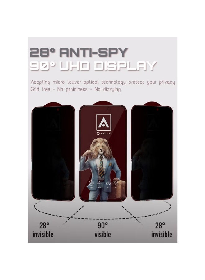 ACLIX Full Coverage ESD High Quality Privacy Glass Protection Screen Designed For iPhone 15 pro max (Black) - Image 2