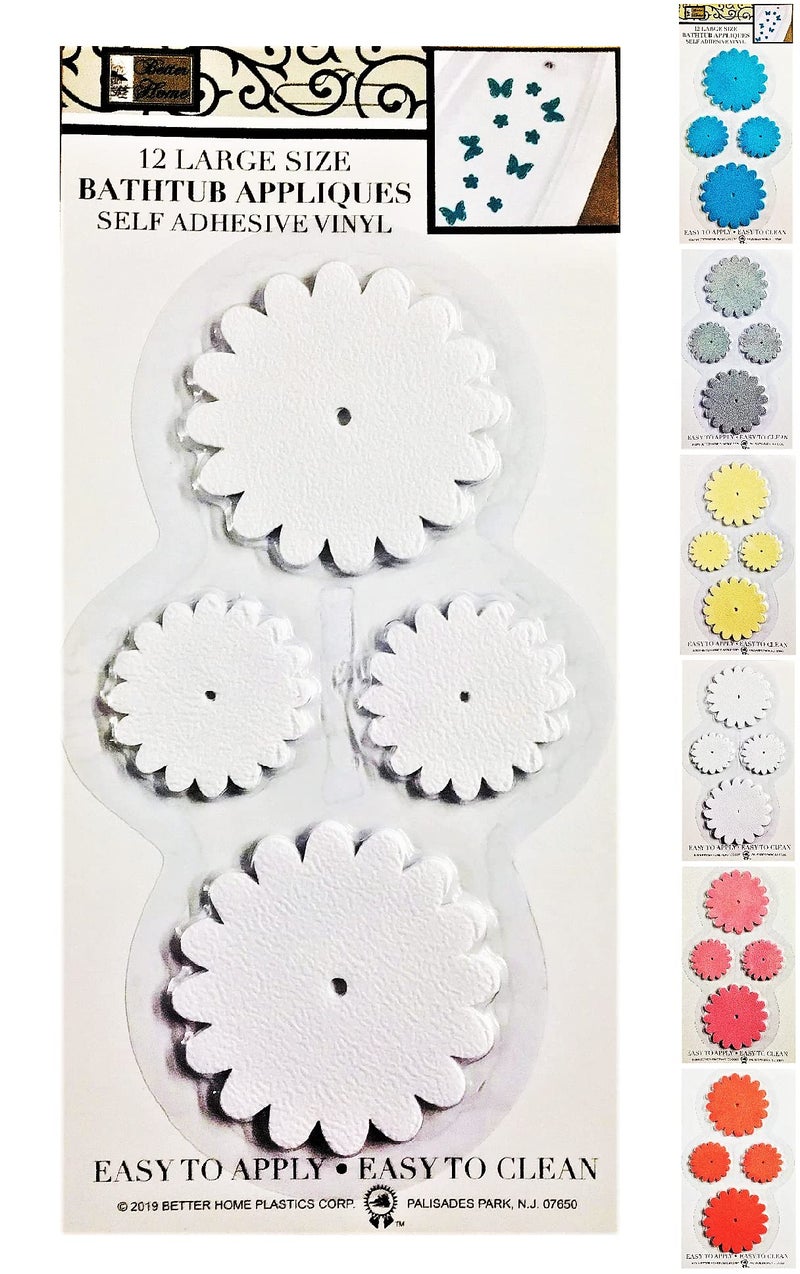 Better Home 12 Sun Flower Shape BathtubShower Appliques Safety Non Slip Treads Latest Decoration Colors White