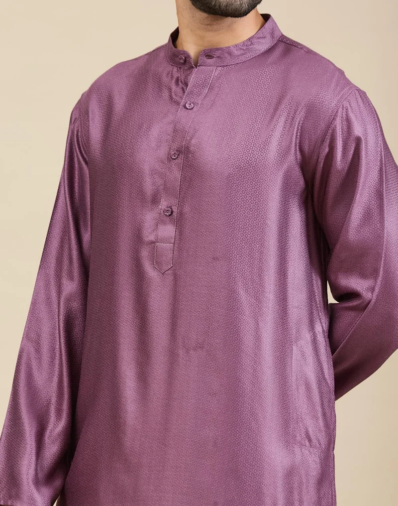 Fabindia  Mauve Viscose Silk Dobby Long Kurta for Men | Best Price UAE