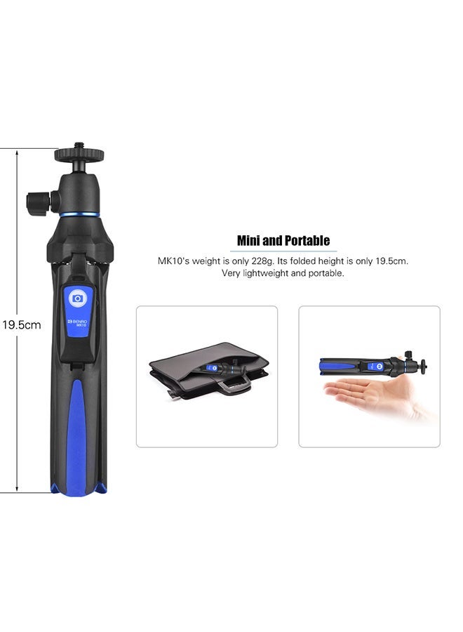 NIBEMINENT Mini Tabletop Tripod Extendable Selfie Stick Monopod Bt Remote Phone Mount Blue  - Image 2