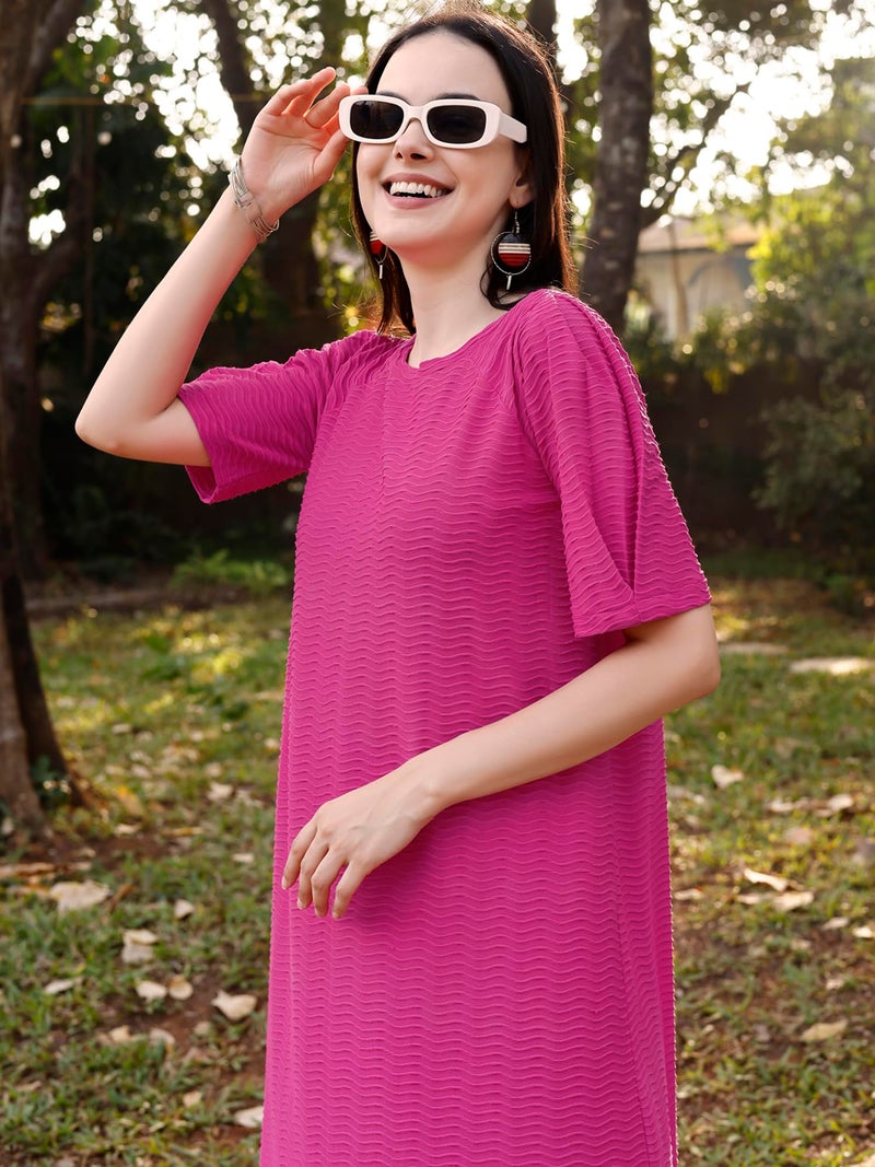PURVAJA Women’s A-Line Below Knee Length Dress (Yuvi-012-Pink_Pink_Small) - Image 5