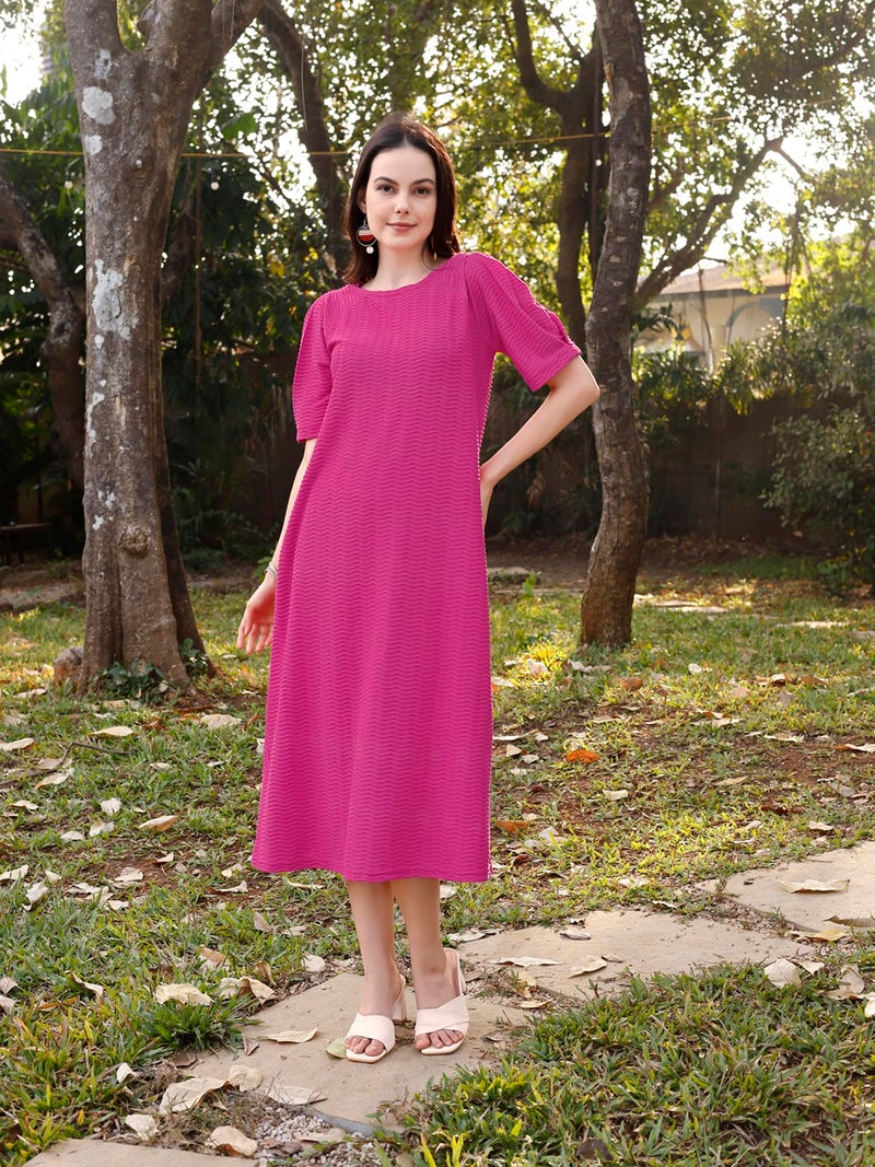 PURVAJA Women’s A-Line Below Knee Length Dress (Yuvi-012-Pink_Pink_Small) - Image 4