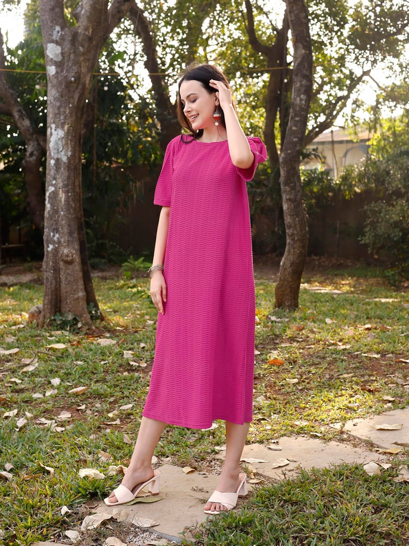 PURVAJA Women’s A-Line Below Knee Length Dress (Yuvi-012-Pink_Pink_Small) - Image 2