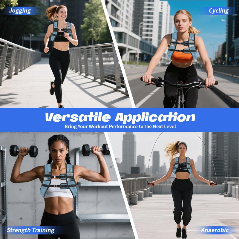 VBSD Weighted Vest Woman 12LB Weight Vest for Women Men Body Weight Vests for Walking Strength Training Running Workout Jogging Fitness Blue - Image 5