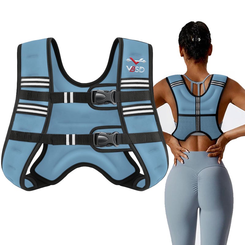 VBSD Weighted Vest Woman 12LB Weight Vest for Women Men Body Weight Vests for Walking Strength Training Running Workout Jogging Fitness Blue - Image 1