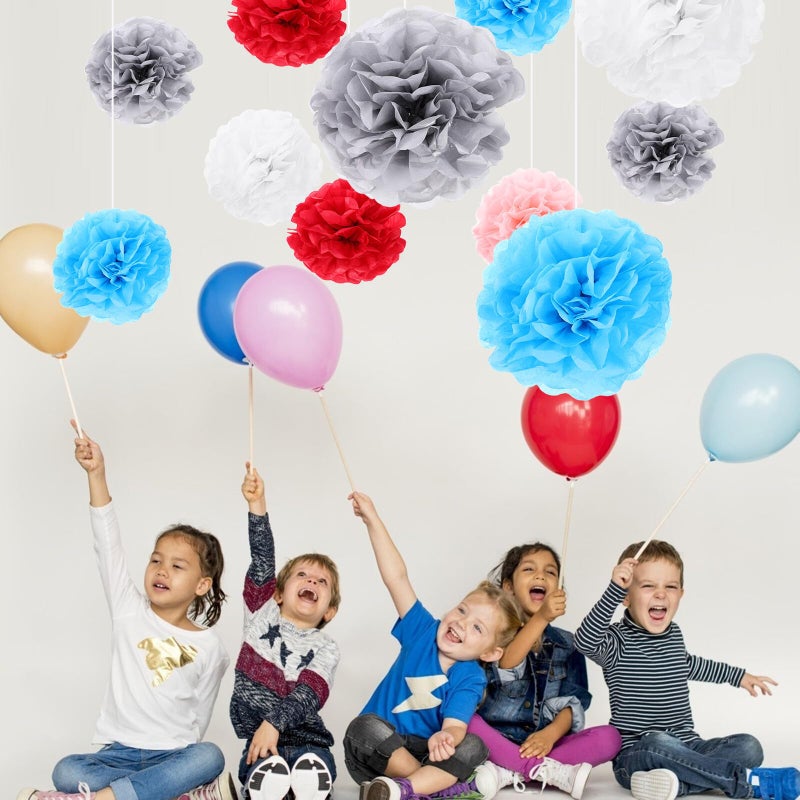 50 Pcs Tissue Paper Pom Poms For Wedding Party Ceiling Wall Table Decorations - Image 4