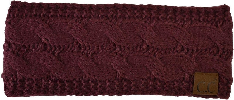 Cc Soft Stretch Winter Warm Cable Knit Fuzzy Lined Ear Warmer Headband - Image 1