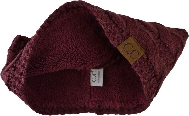Cc Soft Stretch Winter Warm Cable Knit Fuzzy Lined Ear Warmer Headband - Image 2
