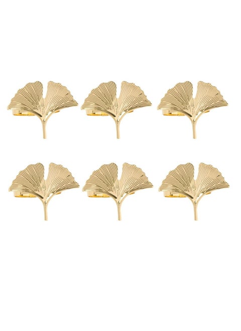 Set of 6 Ginkgo Leaf Napkin Rings uckle Reuseable Alloy Decoration for Table
