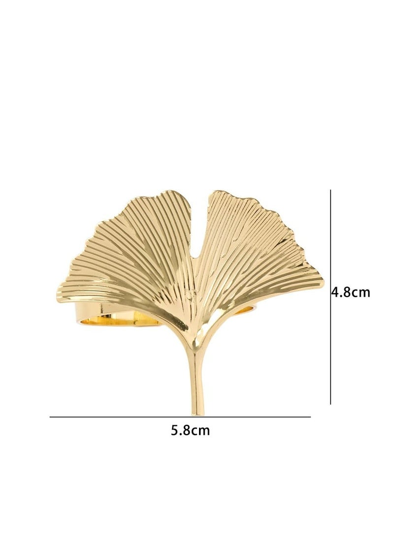 Set of 6 Ginkgo Leaf Napkin Rings uckle Reuseable Alloy Decoration for Table
