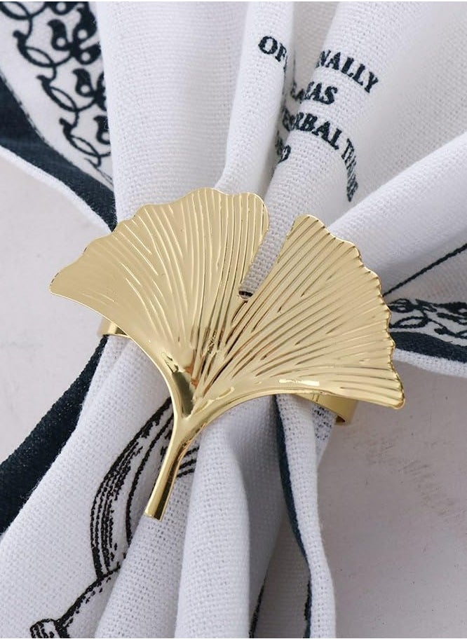 Set of 6 Ginkgo Leaf Napkin Rings uckle Reuseable Alloy Decoration for Table