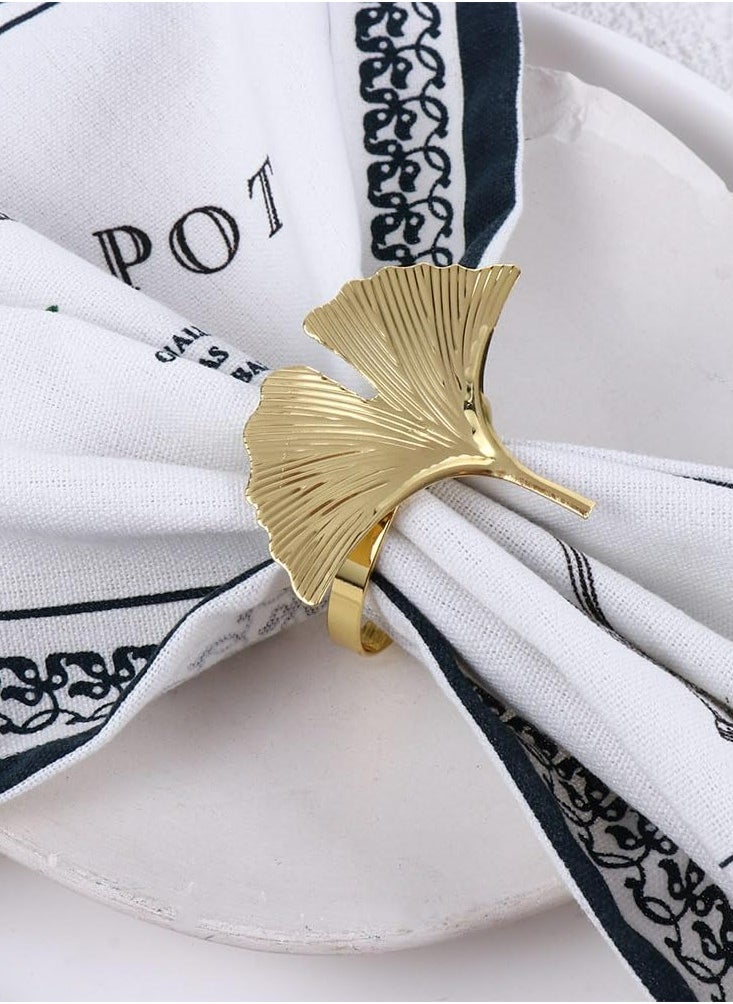 Set of 6 Ginkgo Leaf Napkin Rings uckle Reuseable Alloy Decoration for Table