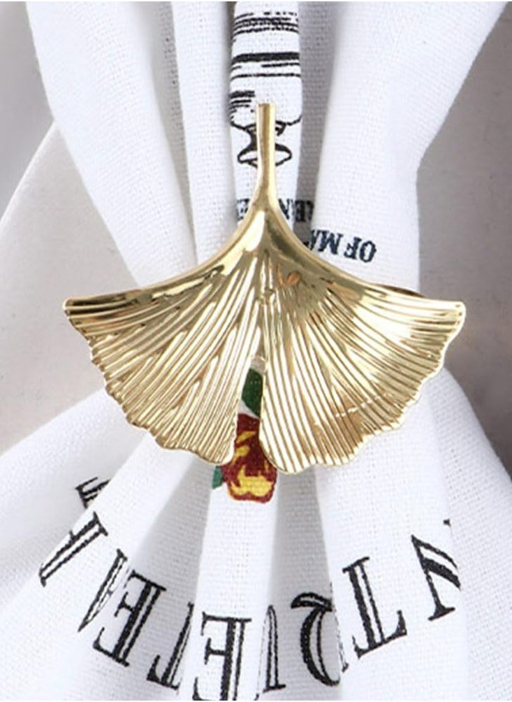 Set of 6 Ginkgo Leaf Napkin Rings uckle Reuseable Alloy Decoration for Table