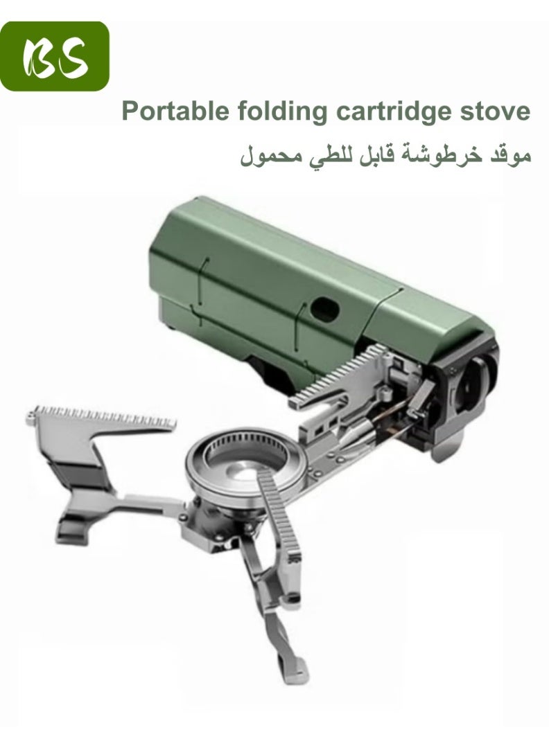 BS Foldable portable butane stove for outdoor camping(2600W) | 3-5 minute boil time | Includes storage bag | Perfect for picnics, backpacking, adventures, home travel, and RV trips | Green. - Image 1