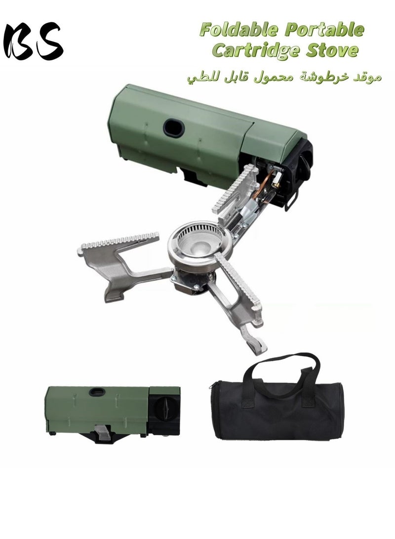 BS Foldable portable butane stove for outdoor camping(2600W) | 3-5 minute boil time | Includes storage bag | Perfect for picnics, backpacking, adventures, home travel, and RV trips | Green. - Image 3