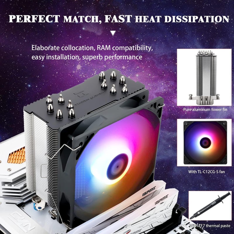 Thermalright Burst Assassin 120 ARGB CPU Air Cooler,6 Heat Pipes,TL-C12CG-S PWM Quiet Fan CPU Cooler,for AMD AM4 AM5/Intel 1700/1150/1151/1200 - Image 4