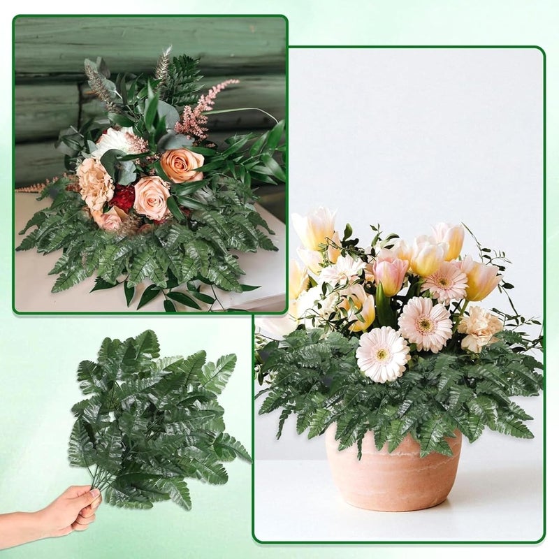Bulk Artificial Silk Fern Leaves: 100 Pcs Faux Plant Bouquet for DIY Garden and Party Decoration - Image 4