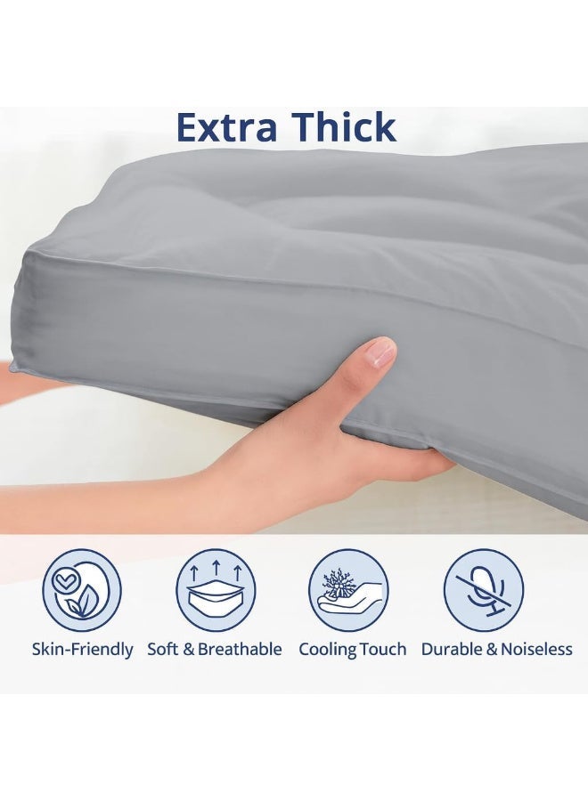 Harmony Home غطاء مرتبة هارموني هوم – 500GSM وسادة مريحة مبطنة | حشوة ألياف مضادة للحساسية | حجم مفرد (90x200 سم) – رمادي - Image 3