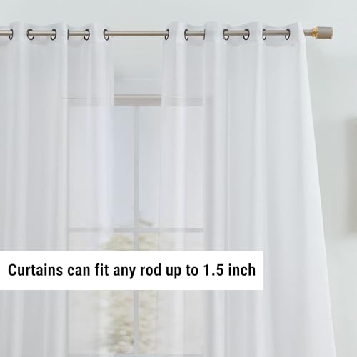 HLC.ME 2 Piece Semi Sheer Voile Light Filtering Window Curtain Grommet Panels for Bedroom & Living Room (54 W x 84 L Inch Long, White) - Image 3