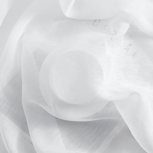 HLC.ME 2 Piece Semi Sheer Voile Light Filtering Window Curtain Grommet Panels for Bedroom & Living Room (54 W x 84 L Inch Long, White) - Image 5