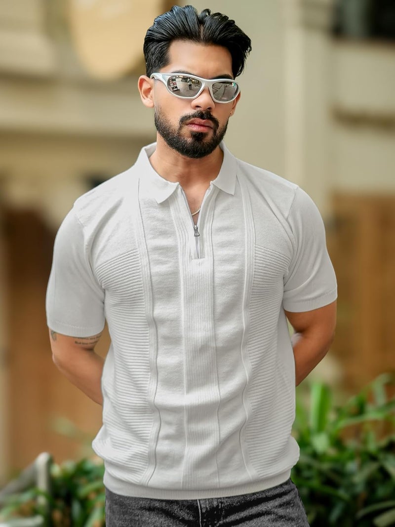 Maniac || Mens || Glitch line || Polo Neck || Half Sleeve || Half Zipper || Cotton || T-Shirt - Image 5