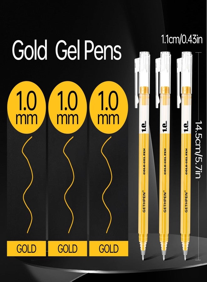 GETHPEN Gold Pens, 3Pack,1mm Extra Fine Point, Gold Gel Pens for Artists, Gold Gel Pen, Gold Ink Pen, Gold Pens for Black Paper, Gold Drawing Pens,Gold Pen for Artists Drawing - Image 2