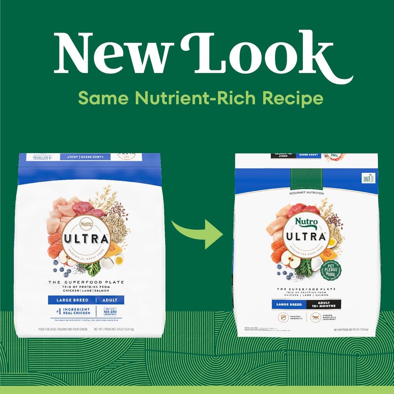 Nutro Ultra Adult Large Breed Dry Dog Food, Chicken, Lamb and Salmon Protein Trio, Adult Dog Food Dry Recipe, 30 lb. Bag - Image 2